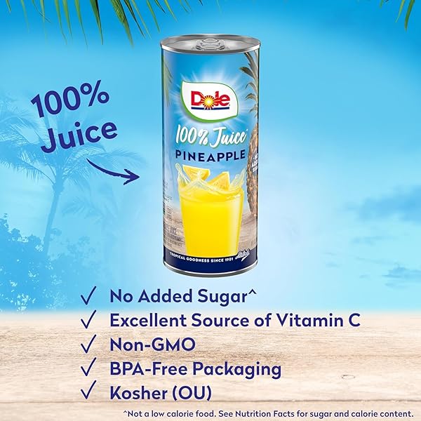 DOLE 100% PINEAPPLE JUICE, NO ADDED SUGAR, EXCELLENT SOURCE OF VITAMIN C, 100% FRUIT JUICE, PACKAGING MAY VARY, 8.0 FL OZ (PACK OF 24)