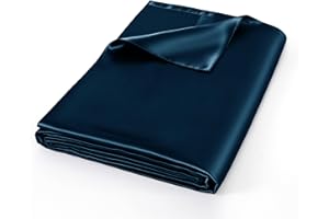 NSGZ Satin Flat Sheet Only, Queen Satin Top Sheet, Dark Blue Silky Smooth Bedding for Comfortable Sleep, Wrinkle Resistant Surface with Easy Care Maintenance