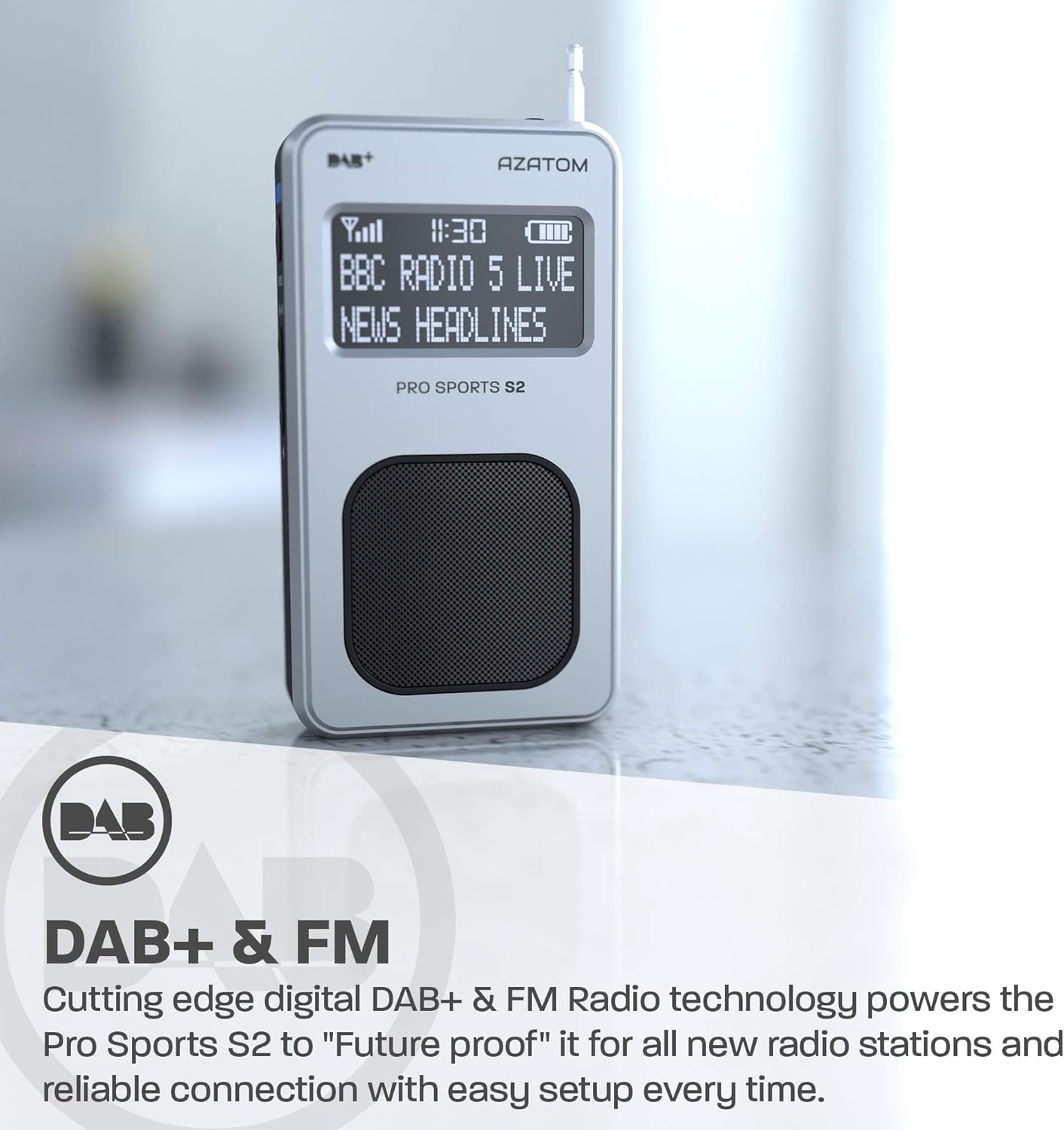Portable DAB/DAB+ & FM Digital Radio, Silver/Black S2 - Image 3