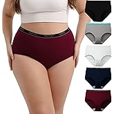 INNERSY Plus Size XL-5XL Big Curvy Woman Cotton Underwear High Waist Briefs 5-Pack