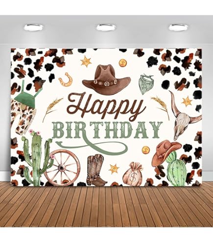 Pink Western Cowgirl Birthday Backdrop Rustic Wood Board Baby Shower Photography Background Cowboy Hats Boots Cacti HAPPY BIRTHDAY Party Decorations Banner Supplies Photo Booth Props