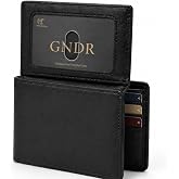 GNDR Wallet For Men Bifold Black RFID Blocking Slim Faux Leather Wallets Card Holder Front Pocket Minimalist Men Accessories With Gift Box