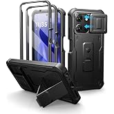 Dexnor for Motorola Moto G-Power-5G-2025 Case, [2 Front Frame] [Built-in Magnetic Slide Camera Cover &amp; Kickstand] Heavy Duty Protection Shockproof Phone Case with Screen Protector, 6.8 inch Black