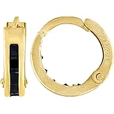 10kt Yellow Gold Womens Princess-Cut Black Cubic Zirconia Huggie Hoop Earrings