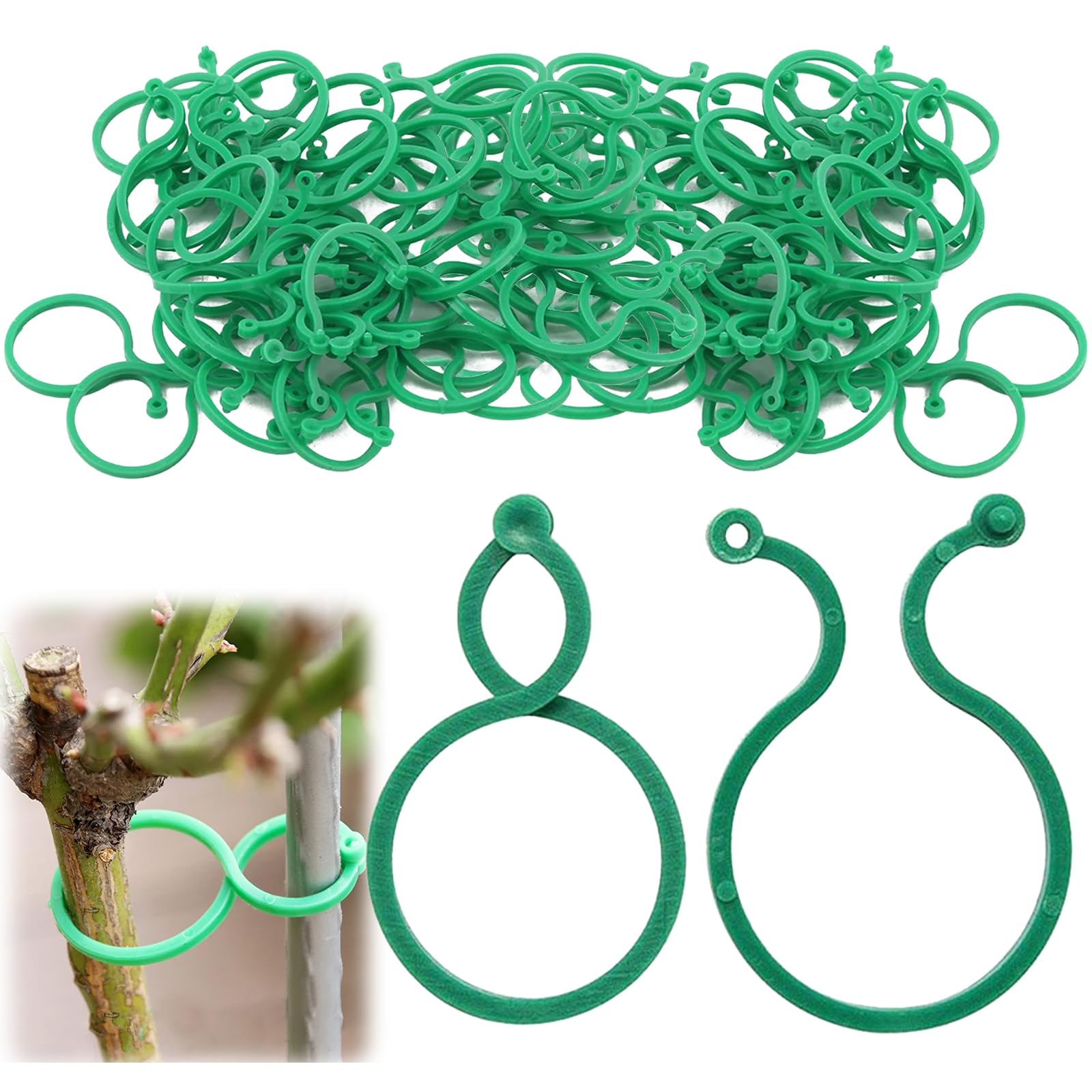 VPB 200Pcs Plant Clips for Climbing Plants,Secured Plant Support Clip,Reusable Durable Garden Tomato Clips,Twisty Plant Rings for Plants Vegetables Flowers Cucumber Other Vine Plants Stems Vines Grow