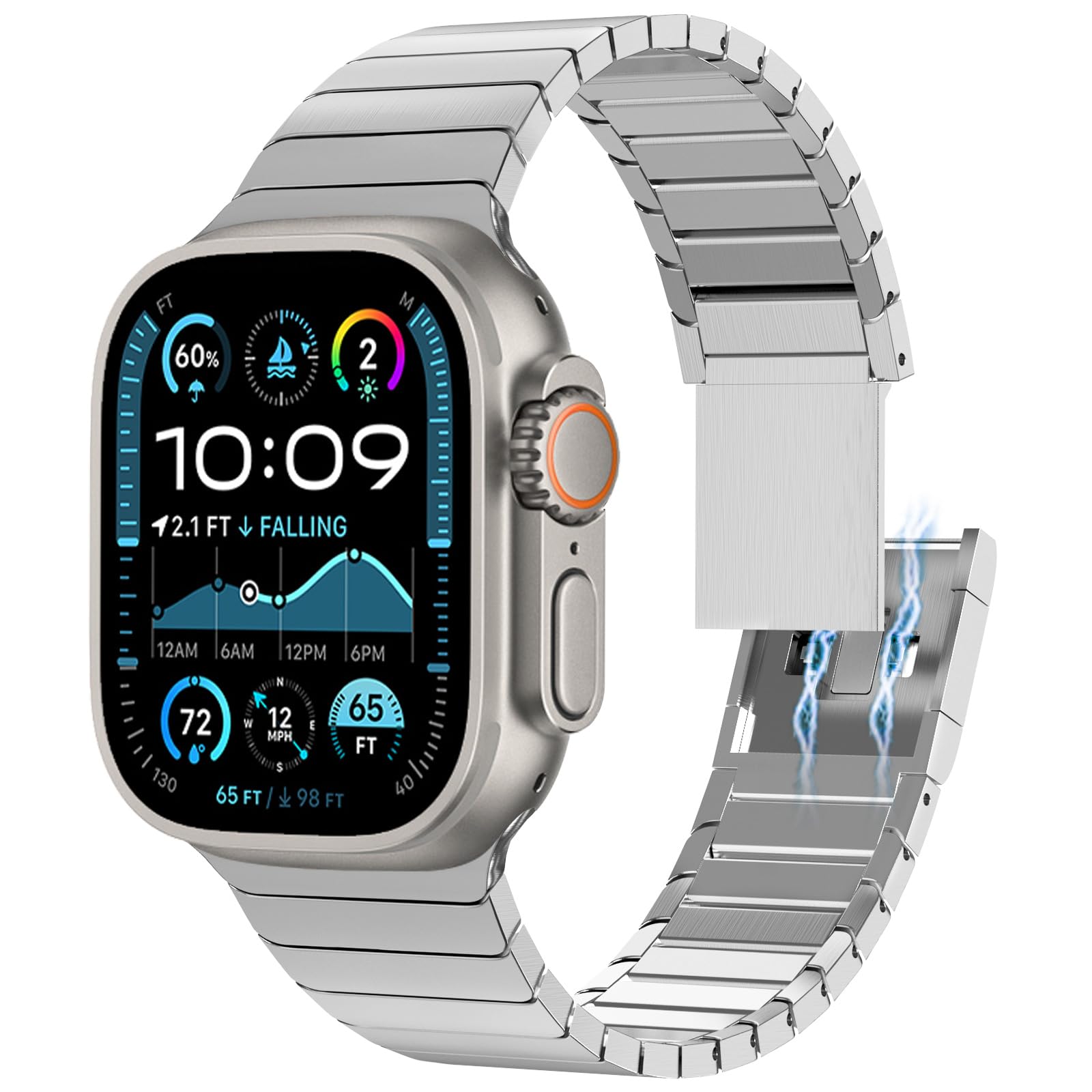 CHANCHY 49mm 46mm 45mm 44mm 42mm(Series 3 2 1) for Apple Watch Strap, Stainless Steel links Strap replacement band for iwatch Ultra 3/Ultra 2 1/SE 3 2 1/Series 11 10 9 8 7 6 5 4 3 2 1,Silver