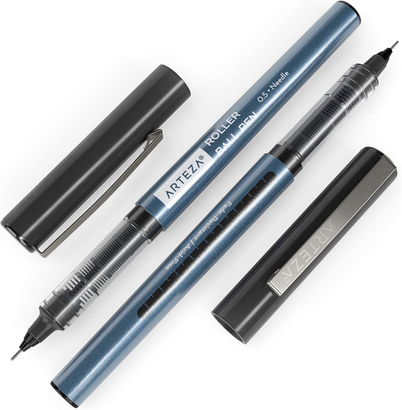 Arteza Rollerball Pens Fine Point, Set of 20 Black Liquid Ink, Extra Fine 0.5 mm Needle Tip Pen, Make Precise Lines for Writing, Notetaking, and Drawing - Image 3