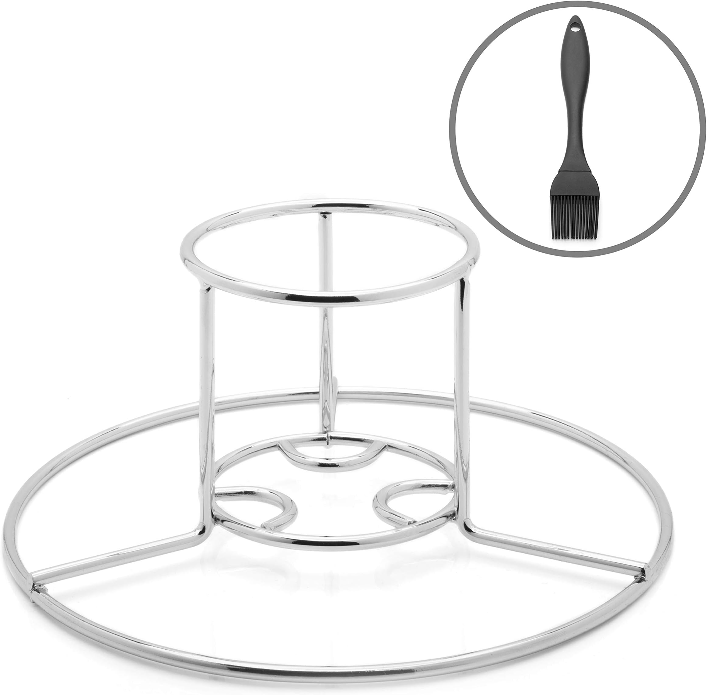 THORIUM Beer Can Chicken Holder | Vertical Chicken Roaster Rack | Delicious Roast with Your Favorite Beer | Durable Stainless Steel Rack for Charcoal and Gas Grills or Ovens | Includes Basting Brush