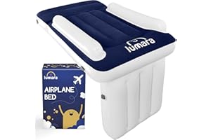 LUMARA Toddler Airplane Bed - Inflatable Airplane Bed for Toddlers, Plane Baby Mattress for Kids - Blow Up Air Mattress for Child Flight Sleep with Safety Belt, Innovative Valves, No Pump Needed