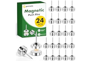 GOOZADA Metal Magnetic Push Pins,24 Sets Magnet Thumbtacks, Silver Decorative Push Pins, Magnetic Poster Hanger, Thumb Tacks 