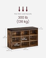 VASAGLE Rustic Brown Shoe Bench 9 Compartments Cushion Bench 78.5cm view 9