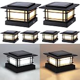 Dynaming 4x4 Solar Post Cap Lights Outdoor with 2 Color Modes, 6 Pack Upgrade Fence Post Solar Lights Black Shell for 4x4 Vinyl/Wooden Posts, Brightness LED Lighting Decor for Garden Deck Patio