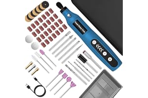 SCHTUMPA Mini Cordless Rotary Tool, 5-Speed 3.7V USB Charging Rotary Tool with 61 Accessories, Multi-Purpose Power Tool for Sanding, Polishing, Drilling, Etching, Engraving, DIY Crafts（Blue)