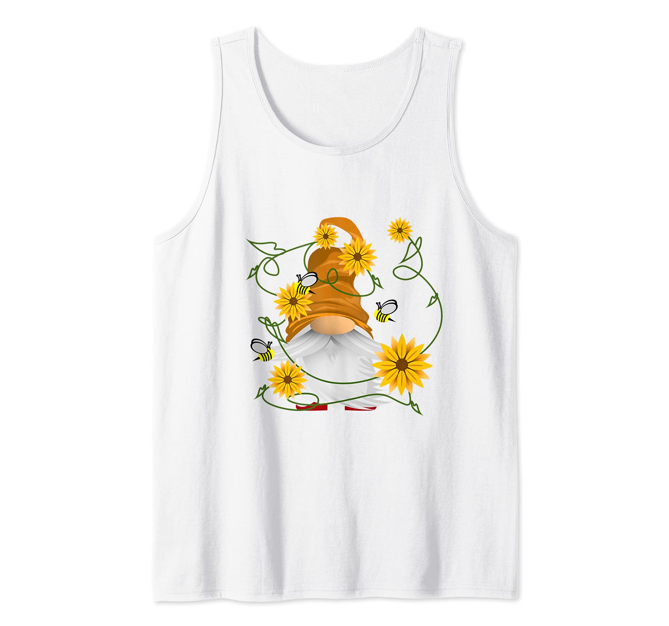 Sunflower Gnome Honey Bee Garden Farmhouse Hippie Style Tank Top