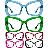GUD Huge Butterfly Reading Glasses With Screwless Spring Hinge Metalless 6 Pack Oversized Readers for women +2.0