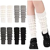 scenicamp 4 Pairs Crochet Leg Warmers for Women Cable Knit Leg Warmers Y2K Cute Legwarmers 80s Extra Soft Knitted Long Boot Socks for Women Lady Girls Dance Yoga Ballet Y2K Party