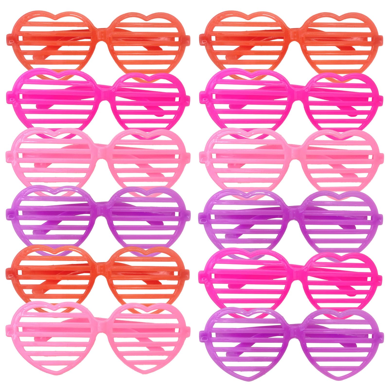BOZILY 8pcs Shutter Shades,4 Colors of Neon Farbe Herz Shutter Shades,80's Party Slotted Sunglasses,Disco Shutter Glasses,Shutter Glasses,Carnival Scene Accessories