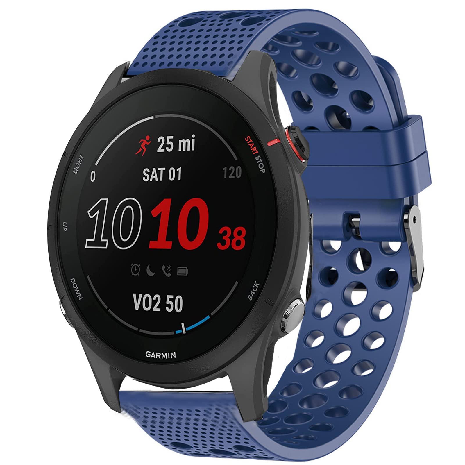 Compatible with Garmin Forerunner 255 Bands, onetuo Silicone Replacement Wristbands Sport Strap with Metal Buckle Compatible with Garmin 255 46mm Smartwatch (Blue) — image 1