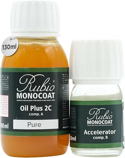 Rubio Monocoat Oil Plus 2C Pure 130 ml with Accelerator A+B Indoor Wood Finish