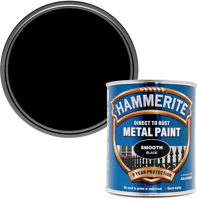 Hammerite Direct to Rust Metal Paint Smooth Black 750ml Rust Protection