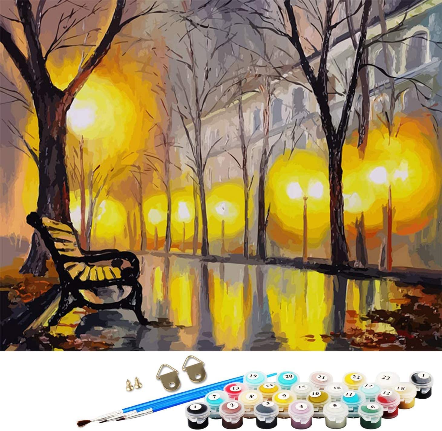 DIY Paint by Numbers for Adults Children, ABEUTY Maple Leaf and Puppy Dog 16x20 inches Number Painting Art Therapy