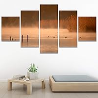 SIGNWIN 5 Panel Canvas Wall Art Modern Art Birds Bohemian Expressive Multicolor Photography Single for Home Decorations Ready to Hang - 60