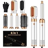 6 in 1 Blow Dryer Brush, Upgrade Hair Dryer Brush Set Negative Ion Air Styler Curling Wrap Air Curler, Hot Air Brush Curling Iron Hair Styling Tools As A Gift for Straight/Curl/Dry/Smooth