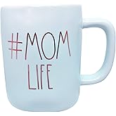 Rae Dunn Ceramic Mugs for Mom (Blue/# Mom Life)