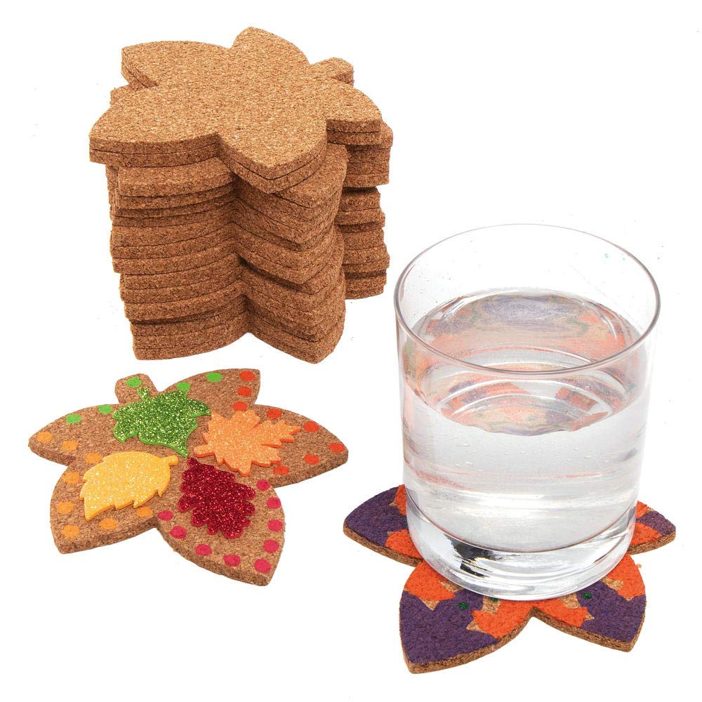 Baker Ross AX280 Leaf Cork Coaster Blanks - Pack of 30, Ideal for Kids' Arts and Crafts, Paint and Colour Your Own Projects, or Winter Art Activities — image 1
