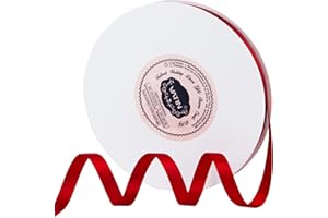 VATIN 3/8 inches Double Faced Red Polyester Satin Ribbon - 50 Yards for Gift Wrapping Ornaments Party Favor Braids Baby Shower Decoration Floral Arrangement Craft Supplies