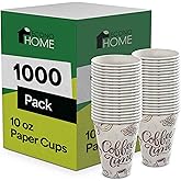 EconoHome 10 oz 1000 Pack Disposable Coffee Paper Cups - Paper Cups for Hot and Cold Drinks, Tea, Water, and Juice