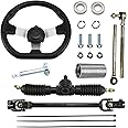 PRO PRO BAT 270mm/11.8'' Steering Wheel Steel Kit with 320mm/12.6'' Gear Rack Pinion Adjustable Shaft Set Replacement for 110cc Go Kart Golf Buggy UTV
