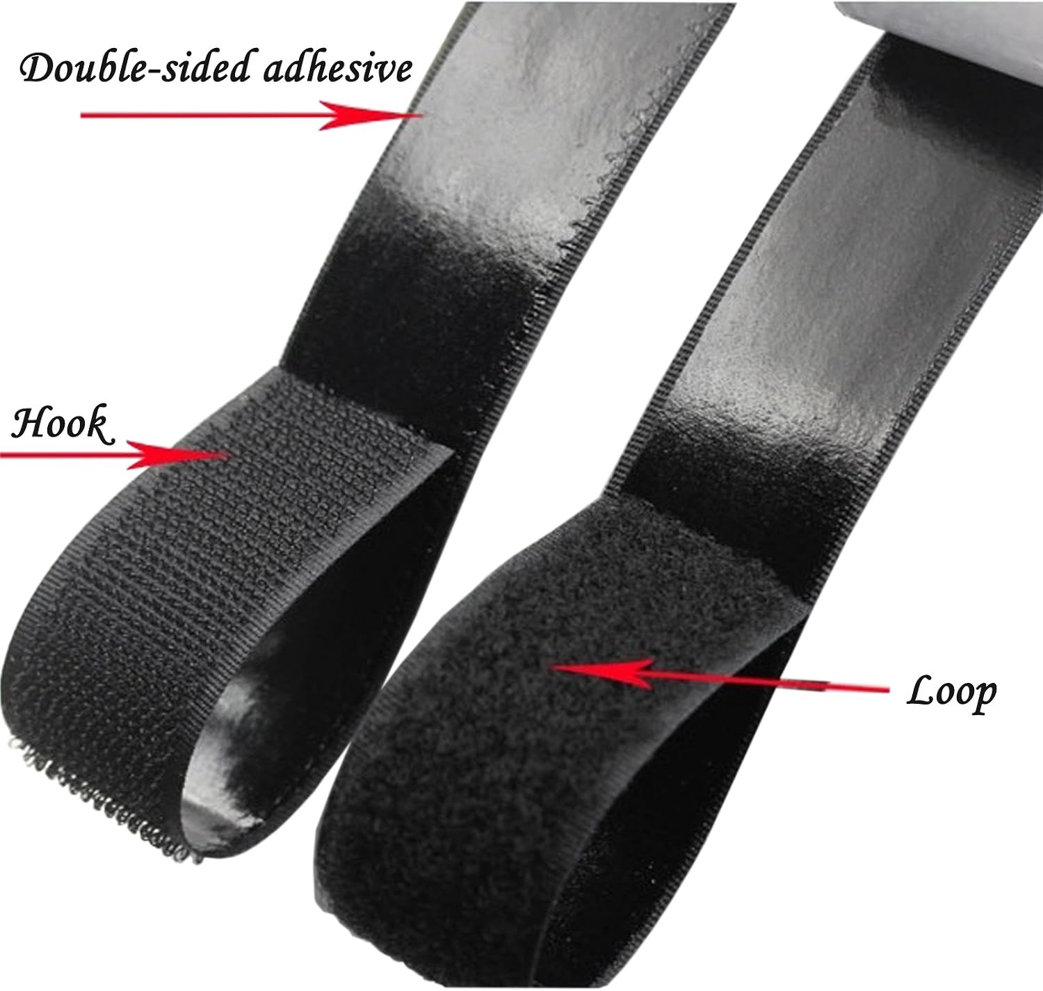 Eroilor 25 Meter (82 ft) Long 50mm (2 inch) Width Hook and Loop Tape Self-Adhesive Tape - Black - Image 3