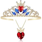 Botrinal Queen of Heart Crown & Necklace Evie Descendant 3 Crown Halloween Costume Evie Gold Tiara for Women