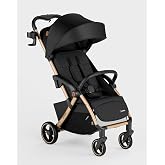 Babideal Lightweight Travel Stroller for Baby, Self-Folding Toddler Stroller with 50L Bottom Storage, Large Canopy, Full-Reclining Seat, Cup Holder Included - Newborn to 50lbs.