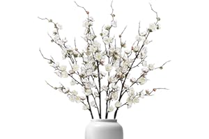 Betylifoy Artificial Plum Blossom Flowers 4Pcs Faux Silk Cherry Blossom 38" Long Stems Fake Plum Blossom Branches Artificial 