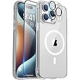 BossKiss Compatible with iPhone 15 Pro Case, [Compatible with Magsafe] [Screen+Camera Protector] Magnetic Translucent Matte Women Men Girl Protective Cover for iPhone 15 Pro 6.1", Clear