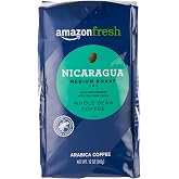 Amazon Fresh, Nicaragua Whole Bean Coffee, Medium Roast, 12 Oz