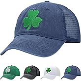 St Patricks Day Green Shamrock Trucker Hat, Ireland Irish Men Women Clover Baseball Caps, Gifts for Dad Mom Grandpa Grandma