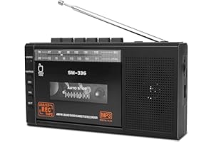FIOLEES Portable Cassette Player AM FM, Audio Cassette to MP3 Converter, Record to Cassette/USB/SD Card with Loud Speaker and Earphone Jack, AA Batteries Operated or AC Powered for Gift, Home