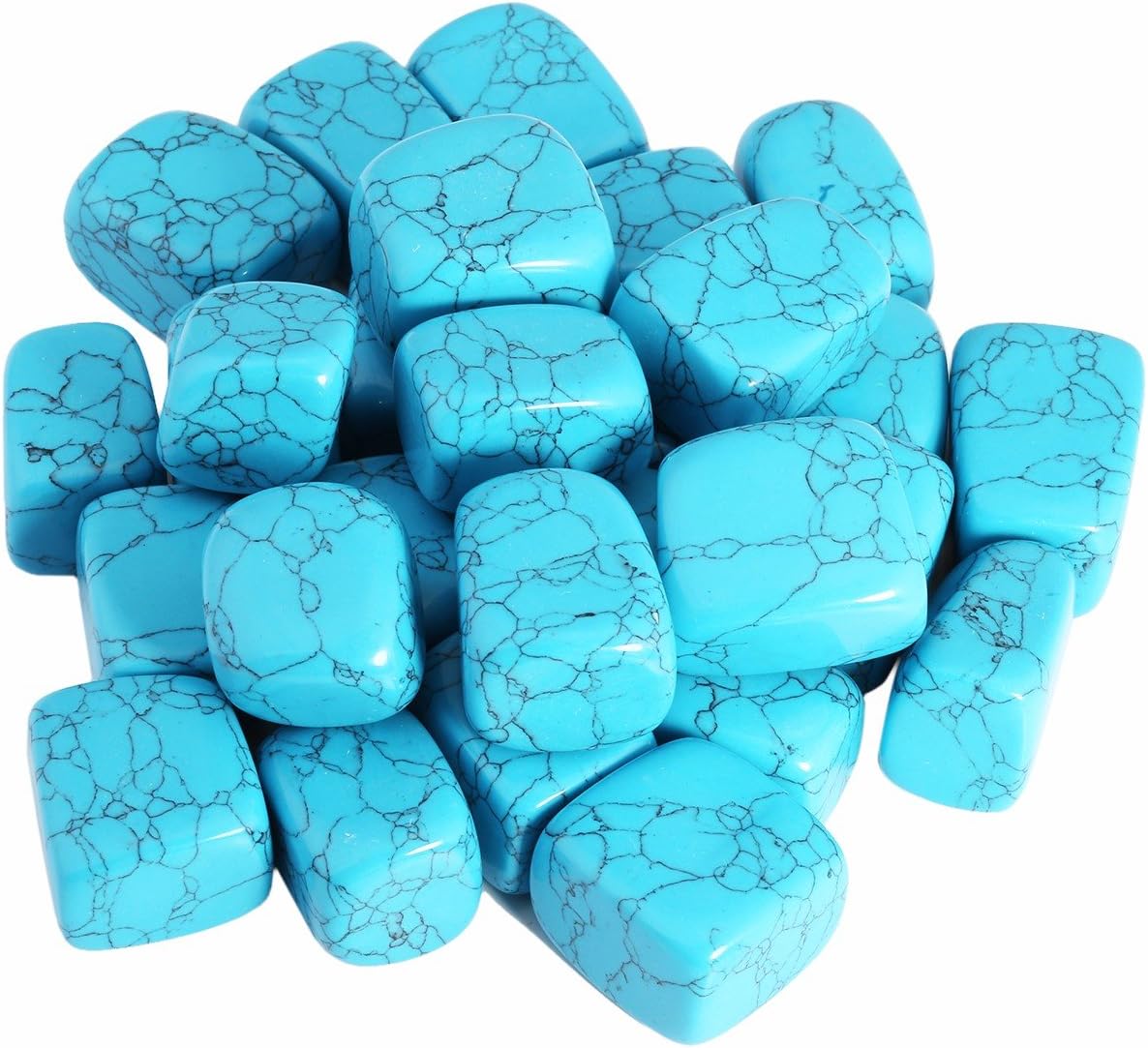 Indoor Fountains & Accessories - Rockcloud 1 lb Tumbled Polished Stones Gemstone Supplies for Wicca,Reiki,Healing Crystal,Blue Howlite Turquoise