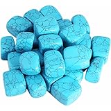 Rockcloud 1 lb Tumbled Polished Stones Gemstone Supplies for Wicca,Reiki,Healing Crystal,Blue Howlite Turquoise