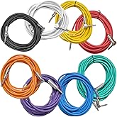 Seismic Audio - SAGC20R-Multi - 8 Pack of 20 Foot Multi-Color 1/4 Inch TS Right Angle to Straight Guitar Cables 20' Instrument 1/4" Guitar Cords