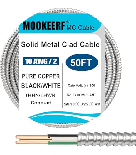 Wirenco 8/3 Metal Clad MC Cable Cut By The Foot - Aluminum Armored With Ground