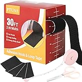 30Ft *2 Inch Hook and Loop Tape with Adhesive Back, Heavy Duty Double Sided Adhesive Strips, Strong Sticky Strips Roll for Home/Office/School/Car, Black