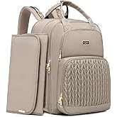 Qualyphant Diaper Bag Backpack - Extra Large Diaper Bag for Two Kids Twins (Expandable 30-38L) - Travel Baby Backpack with Changing Pad for Mom Dad (Quilted, Water Resistant, Brown Taupe)