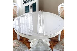 LovePads Round Clear Table Protector, 1.5mm Thick 54 Inch Plastic Table Cover, Waterproof Vinyl Tablecloth Round Protective Tabletop Pad for Kitchen Countertop Coffee Desk, Heavy Duty & Easy to Clean