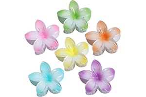 Sisiaipu Hawaiian Flower Hair Clips for Women 6 Pack Flower Hair Claw Clips Plumeria Claw Clips for Thin Hair Large Claw Clips for Thick Hair Beach Tropical Hair Accessories for Girls - Petal
