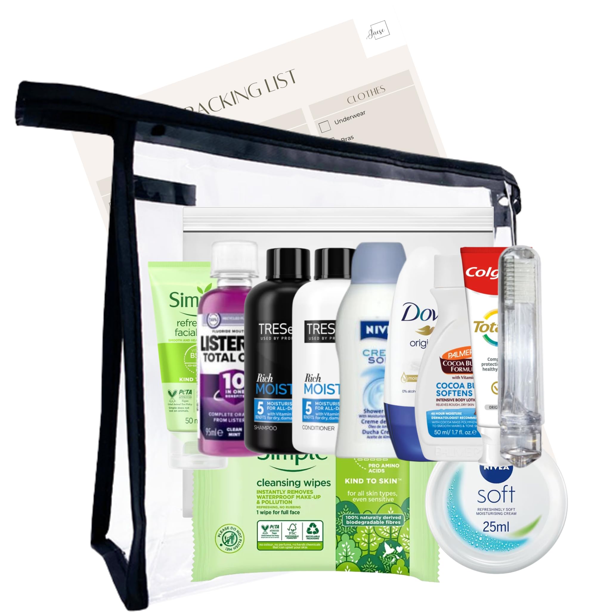 Travel Toiletries for Women, Essentials Travel Toiletries Set for Women, Mini Toiletries Set for Holiday, Hospital, Maternity, Mini Toiletries Airport Approved Liquids