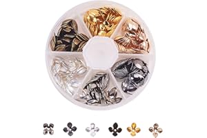Kitbeads 108pcs Petal Bead Caps Alloy Flower End Caps Antique Spacers Fit Making Bracelet Necklace(6 Colors)
